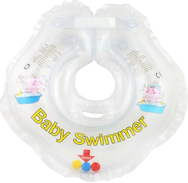 Круг на шею для купания ребенка от 3 до 12 кг, полуцвет, с погремушкой  